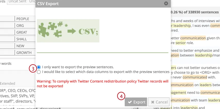 Zwei Exportoptionen zur Auswahl und die Schaltfläche „Exportieren“
