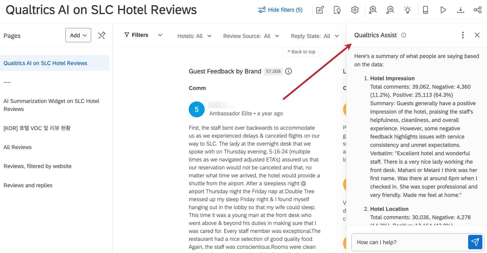 Qualtrics Assist in einem CX-Dashboard