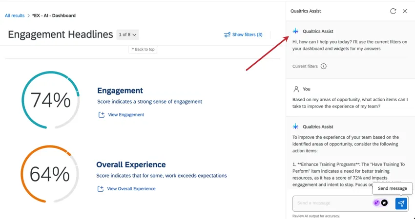Qualtrics Assist in a dashboard
