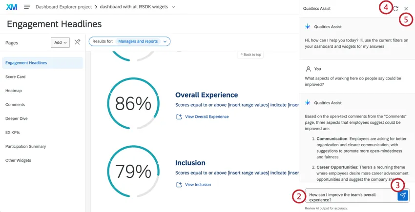 Elementos resaltados del Asistente de Qualtrics
