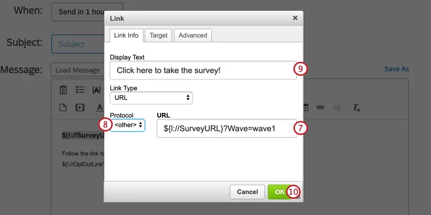 hyperlinking the survey link