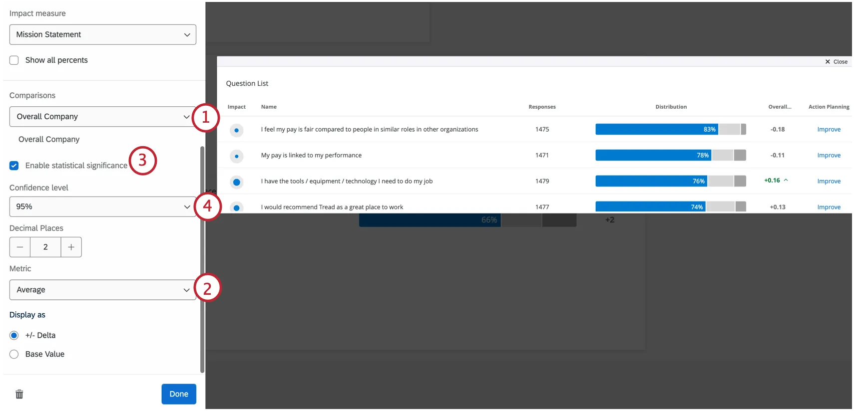 Enabling significance testing in the widget