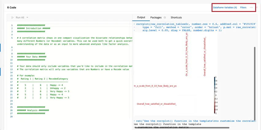 Variabili di dati e opzioni di filtro nella scheda statistiche