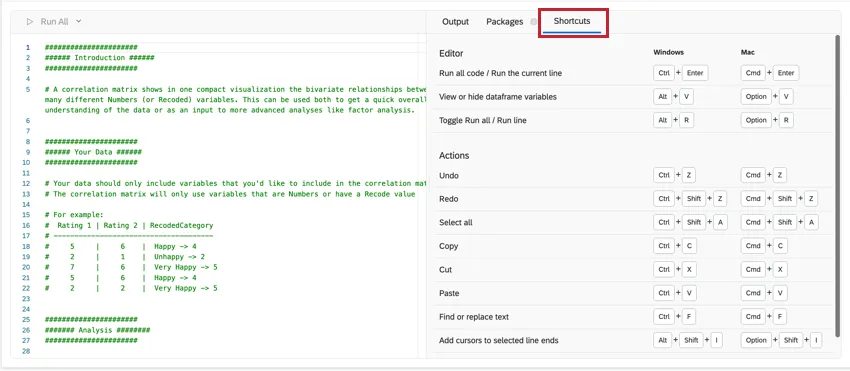 Scheda Stats iq: scorciatoie nella scheda Stats iq
