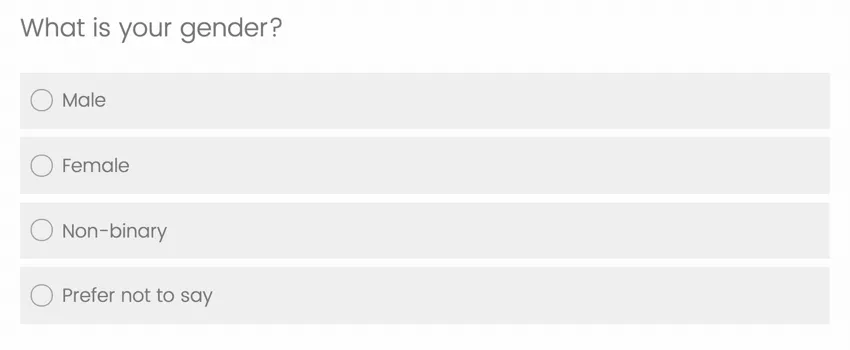 une question à choix multiple avec le format "bouton radio"