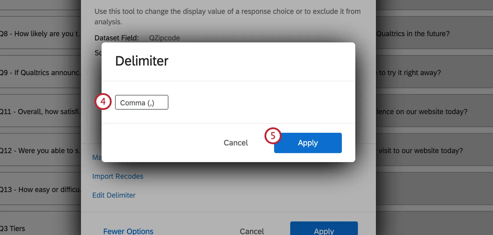 Seleccione el delimitador y haga clic en aplicar
