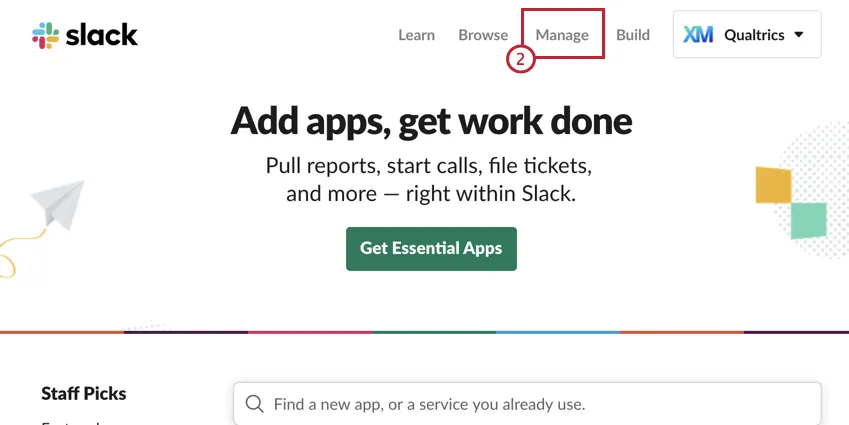 imagen del botón administrar en slack