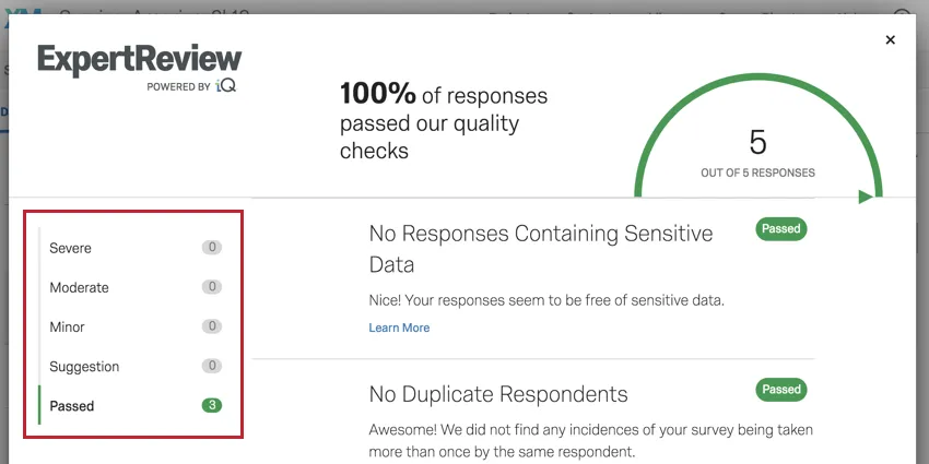 Imagen de la gravedad de los problemas marcados en ExpertReview