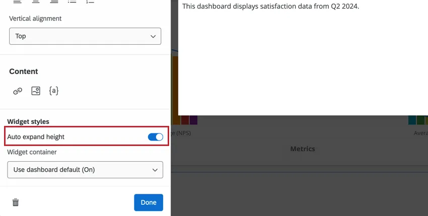 Opción para expandir automáticamente la altura del widget