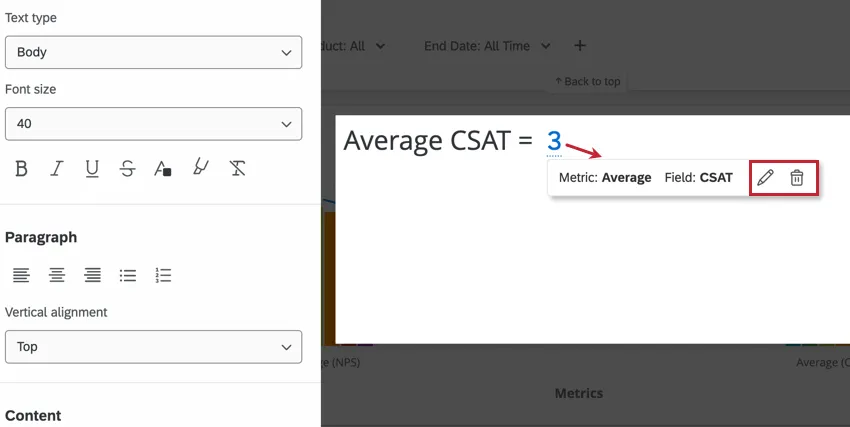 I dati che vengono inseriti nel mio testo cianmico dopo che sono stati cliccati, con il pop-up che mostra lopzione per modificarli o eliminarli