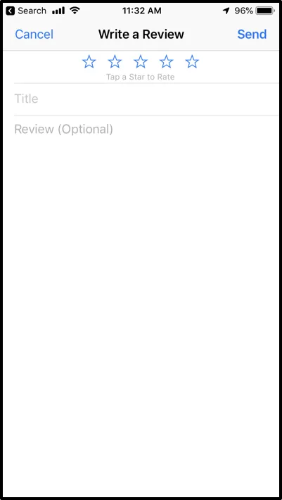 Imagen de la página de opinión de escritura para dispositivos iOS