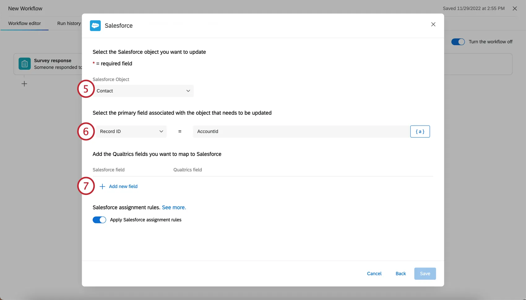 Shows the response mapper configuration menu