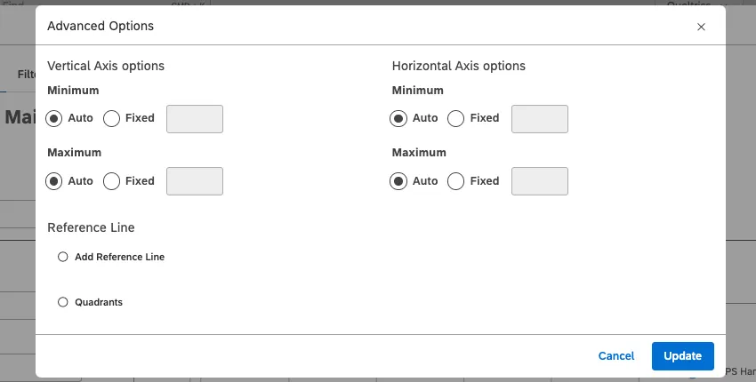 Opzioni avanzate per lo scatter widget
