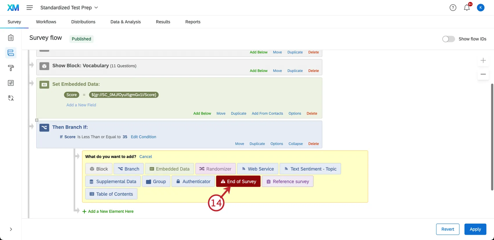 Agregar un elemento al fin de la encuesta