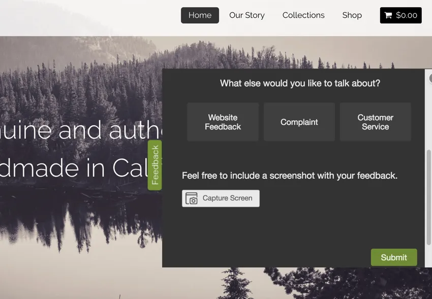 A slider creative on a webpage with a survey embedded on it. The screen capture question is presented