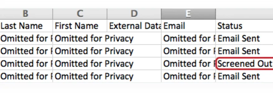 Status column of a distribution history report