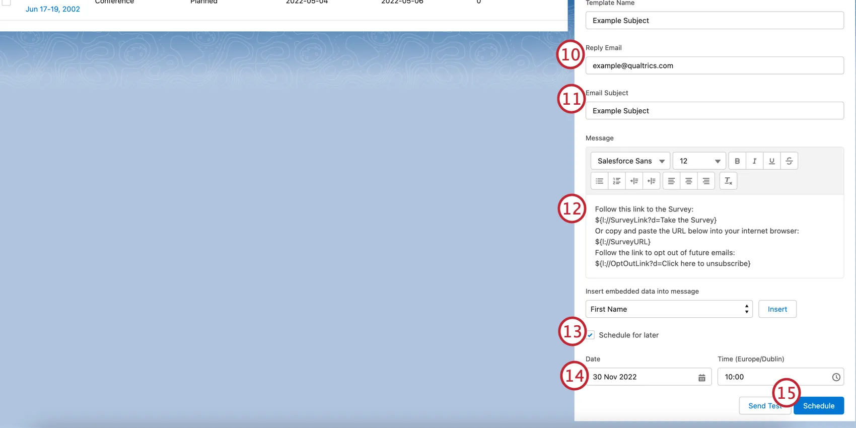 finishing sending a survey in salesforce