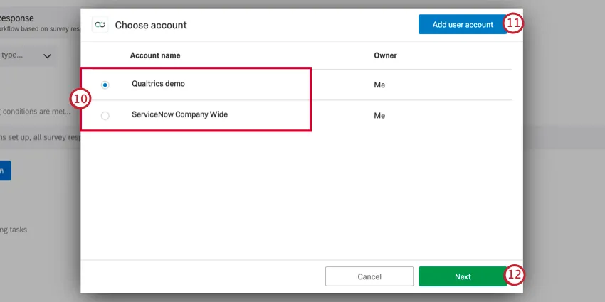 Cómo elegir una cuenta de ServiceNow