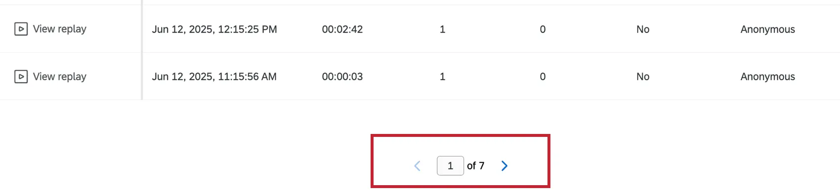 boutons de navigation entre les pages des sessions