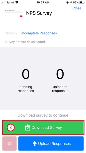 o botão de download da pesquisa na tela pesquisa