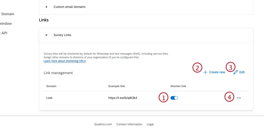 Opções de encurtamento de links