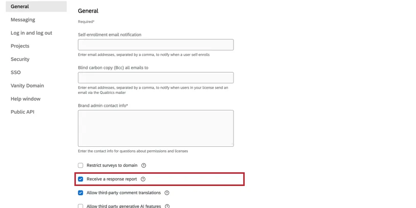 Allow Response Reports option in the General settings