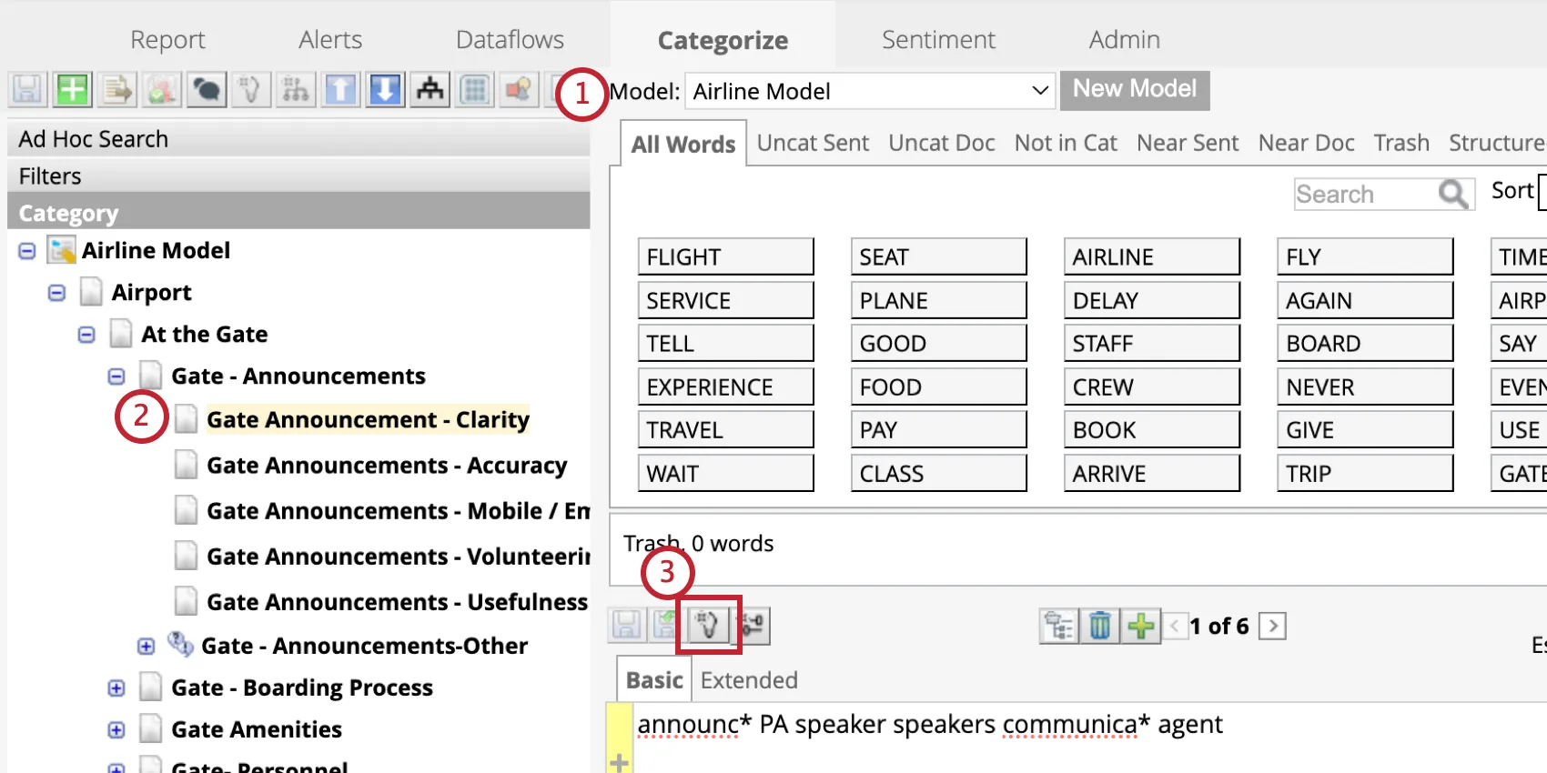 Creating a model and selecting the smart query icon