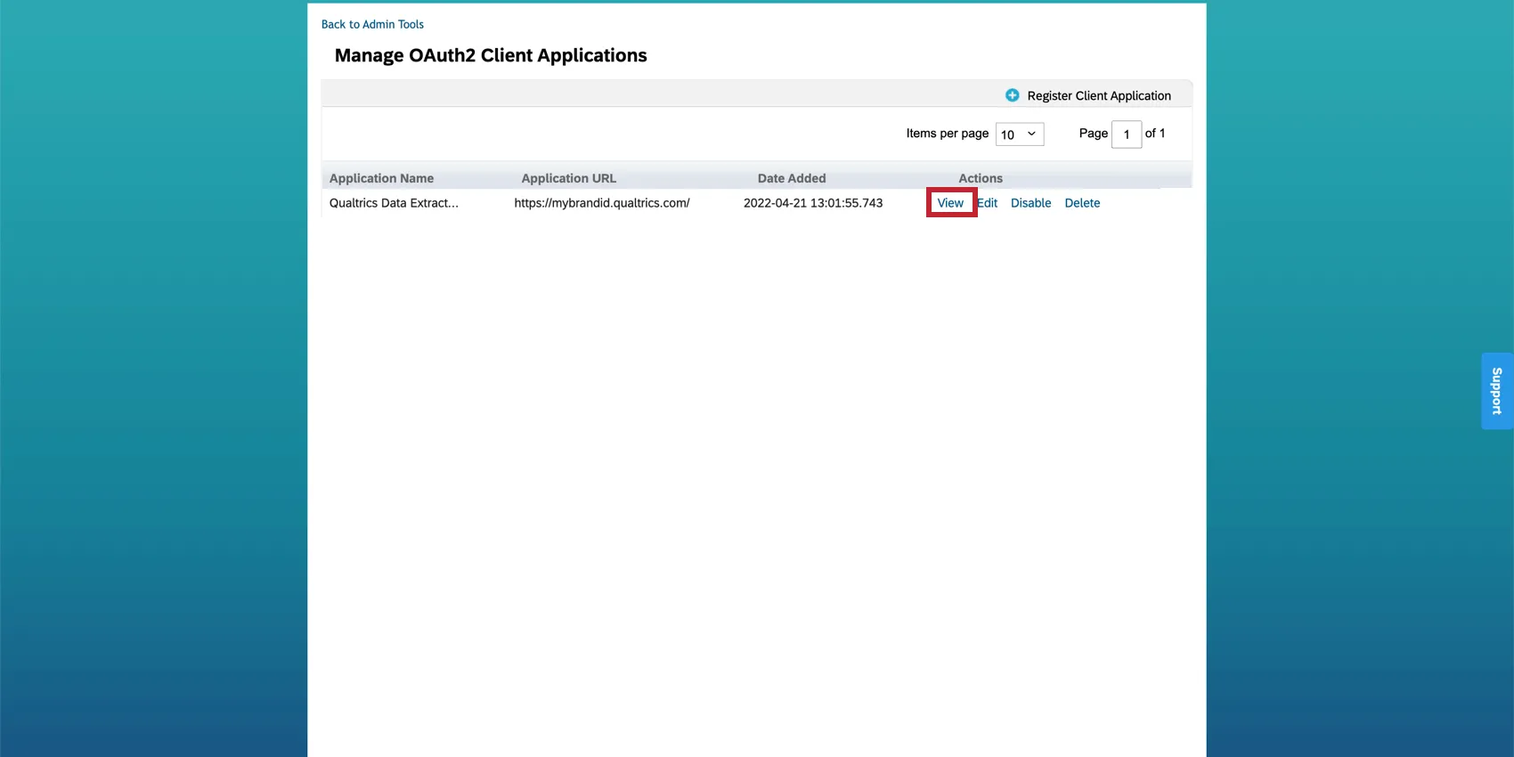 Où voir le client authentificateur successfactors nouvellement créé.