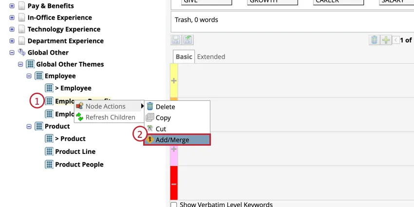 Sélectionner les actions dajout/fusion de nœuds