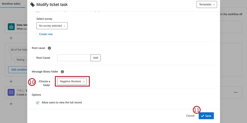 Message folder highlighted, then click Save
