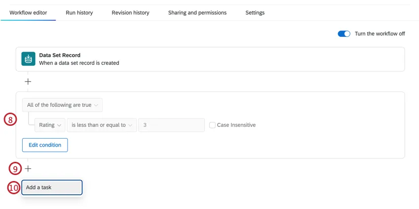Add conditions and then add a new task