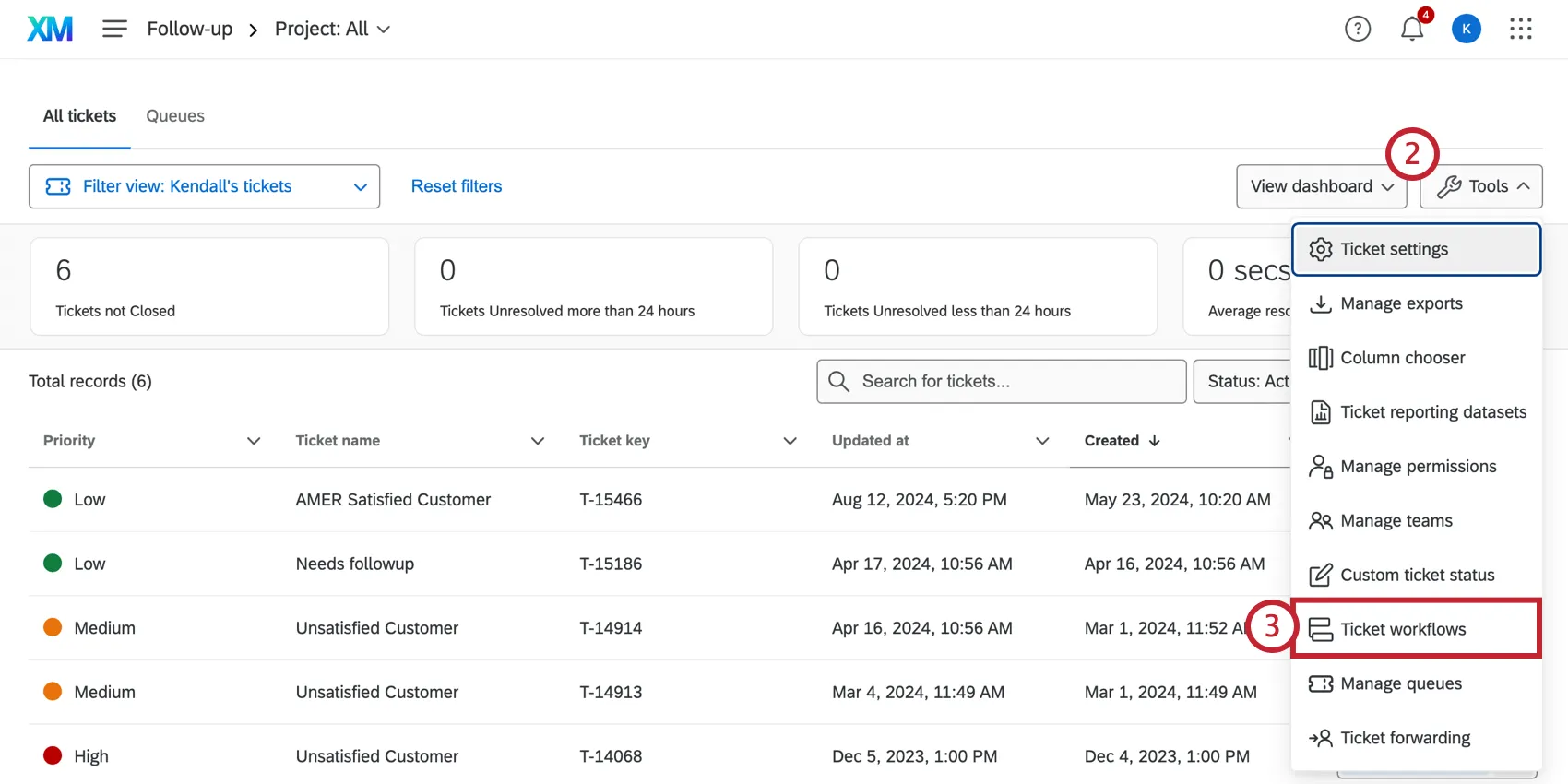 Far-right of follow up page is a tools button. Open to see workflows towards bottom