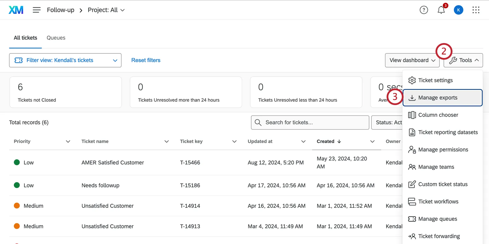 チケットアプリでは、ツールメニューが展開されます。