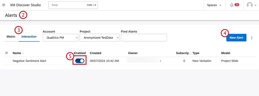 Disabling alerts or creating new alerts