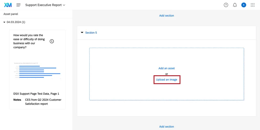 Upload image highlighted inside visualization template