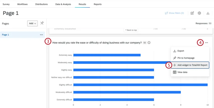 Widget, menu à trois points surligné