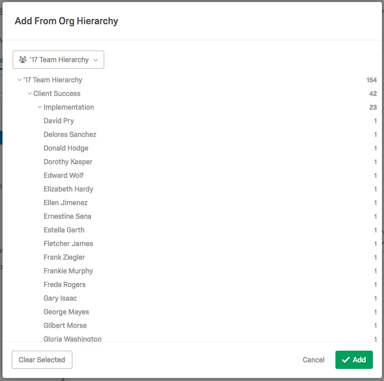 Add from Org Hierarchy window