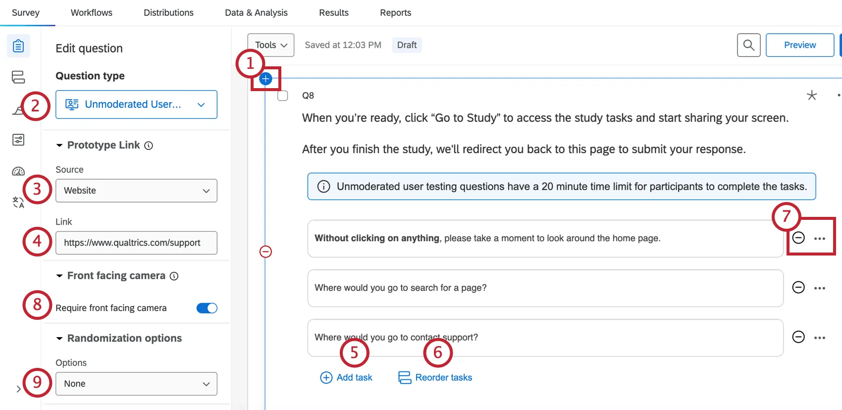 Creating a question and adding tasks