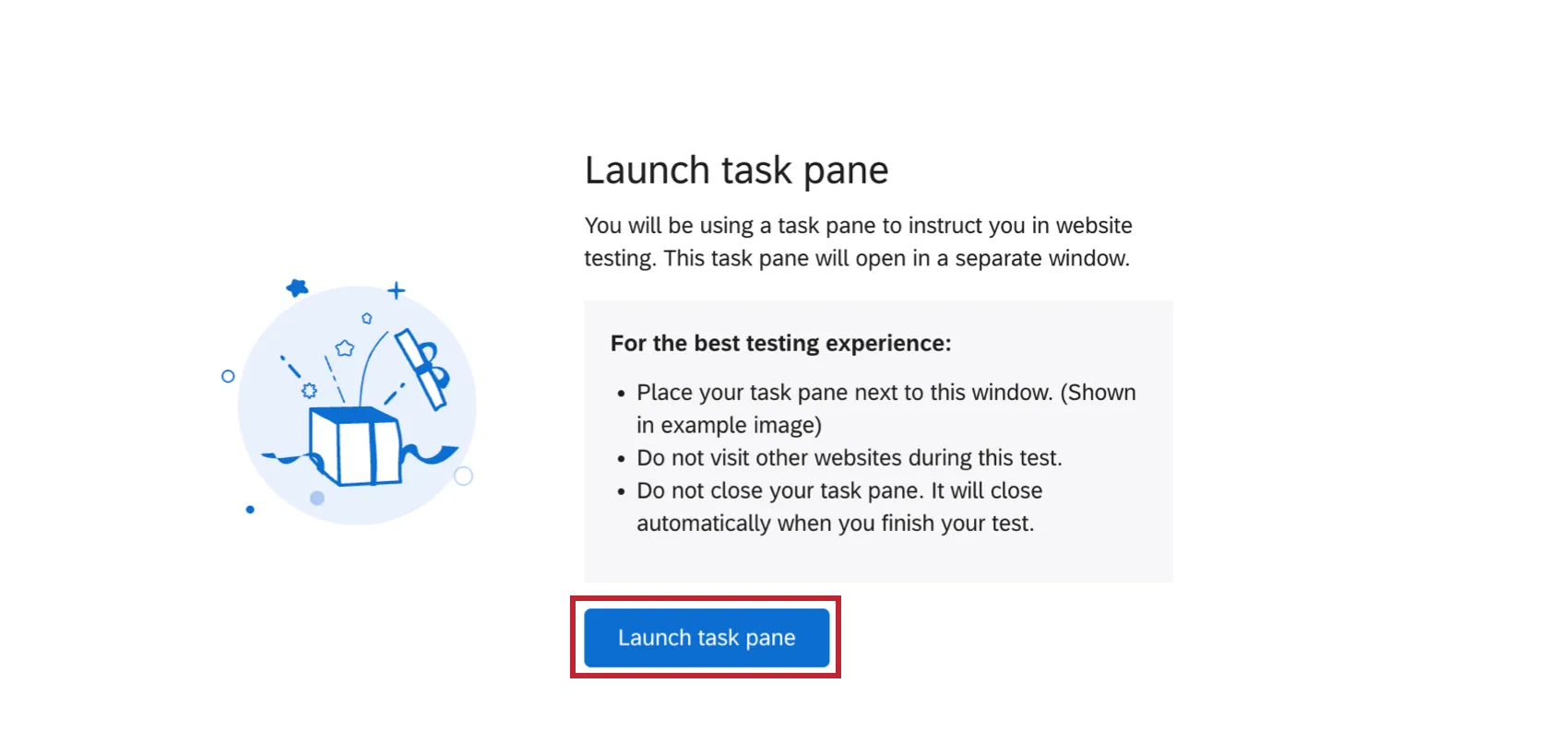 Launch task pane button in survey