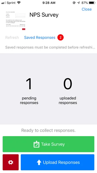 immagine della schermata del sondaggio nellapp offline