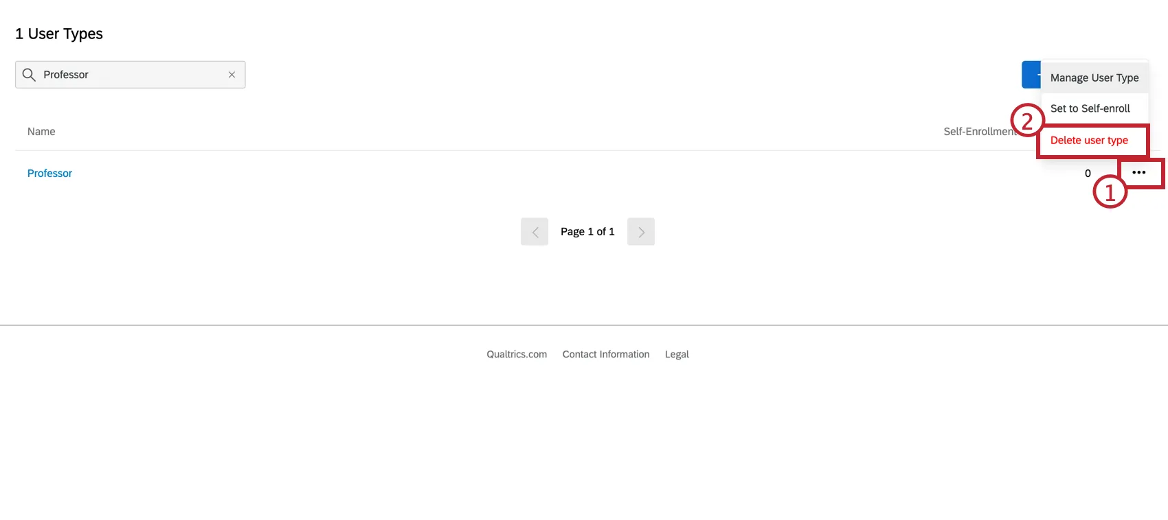 Deleting a user type.