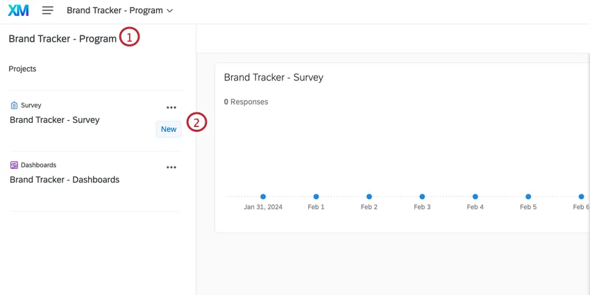 Programma BX, con levidenziazione del sondaggio sul brand tracker