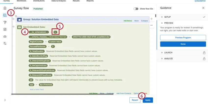 survey flow with embedded data element