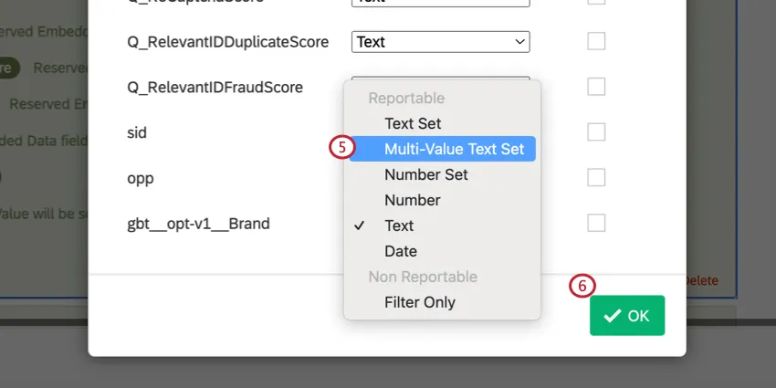 Field type drop down