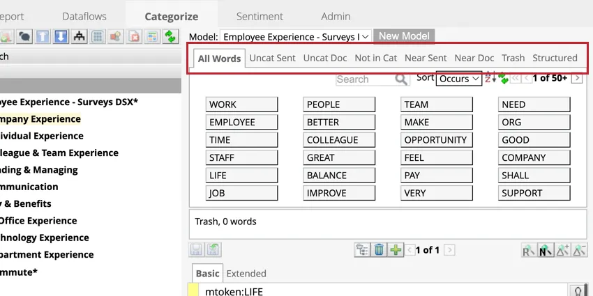 Highlights the key word tabs