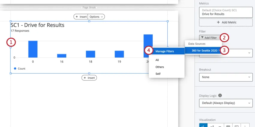 the filter selection dropdown menu