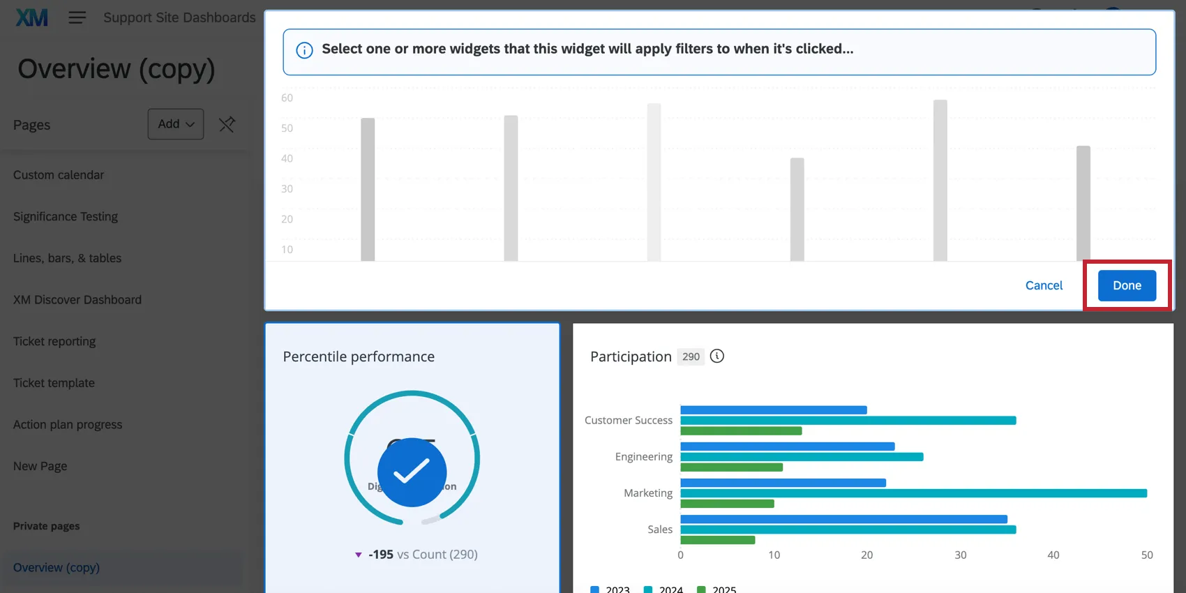 The Done button highlighted
