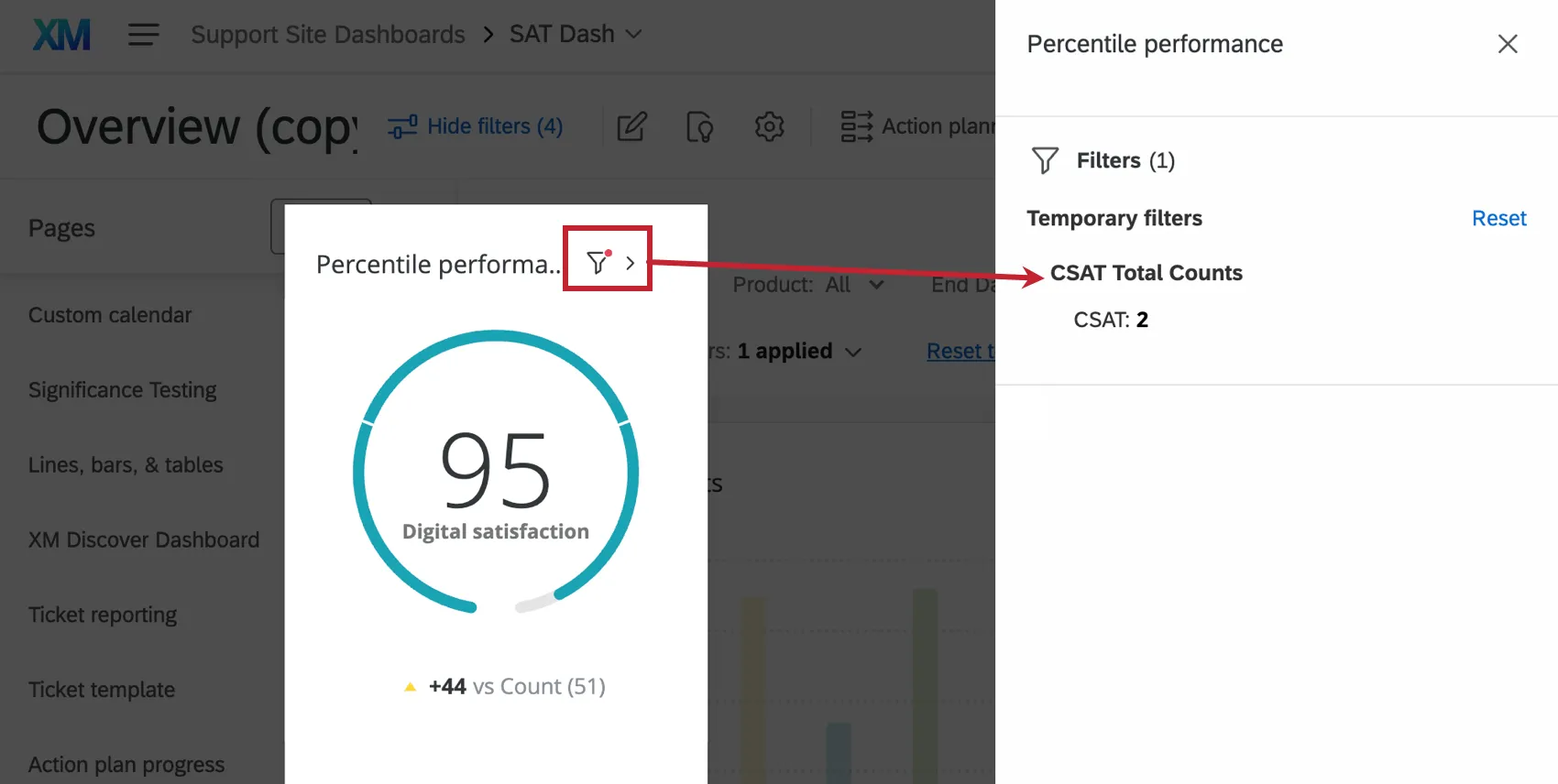 Icon shown on widgets that indicate a temporary filter is placed on them