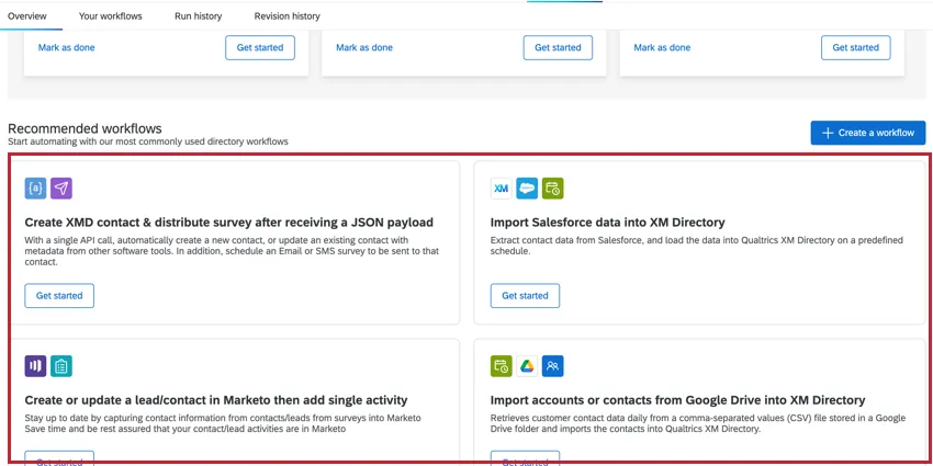 Recommended workflows section highlighted