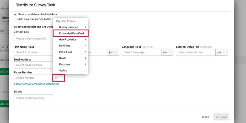 imagen de la tarea del xm directory que muestra cómo introducir un número de teléfono desde los datos embebidos